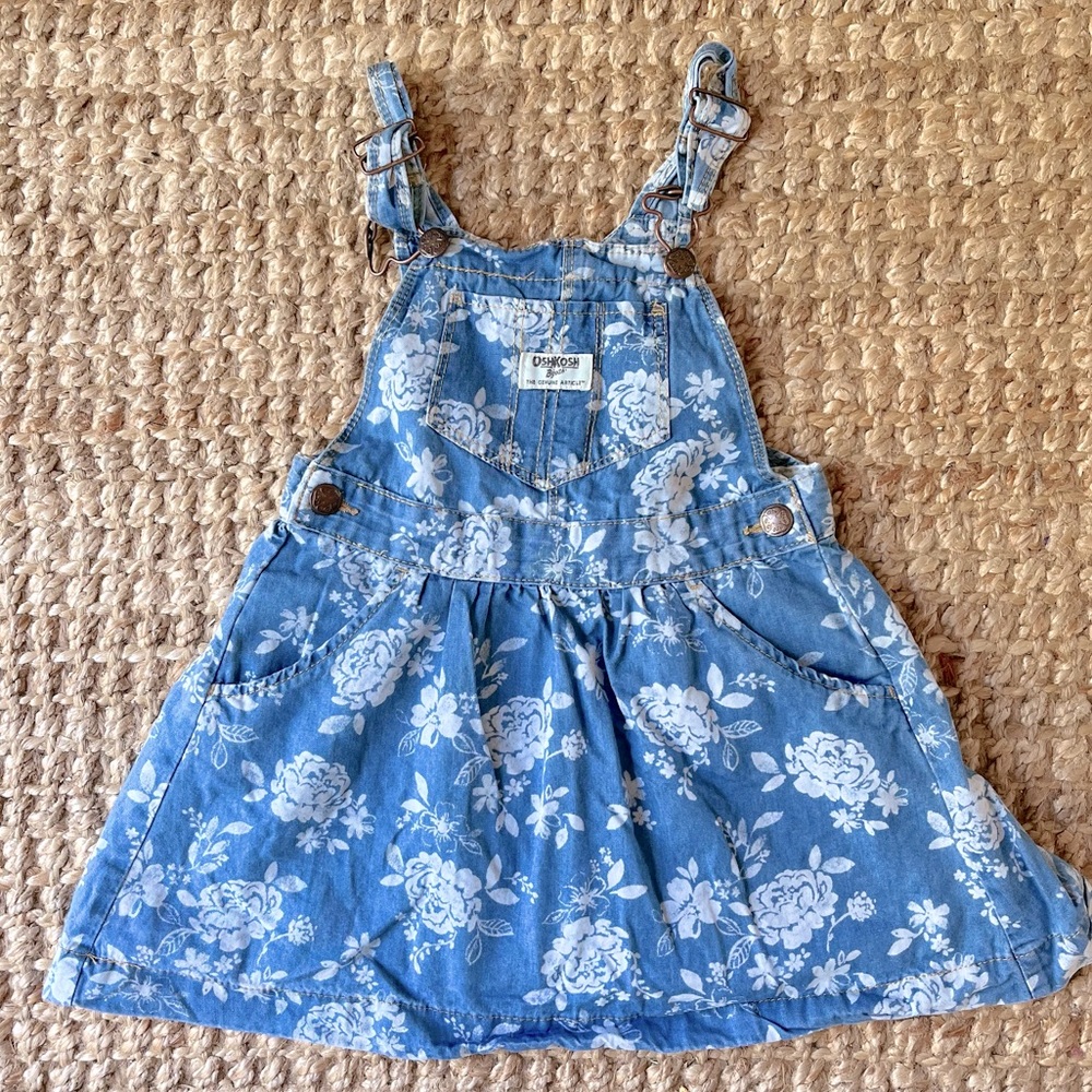 🌸 vintage oshkosh floral print overall dress